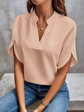Blusa Feminina Social com Decote V e Manga Elegante - Letícia