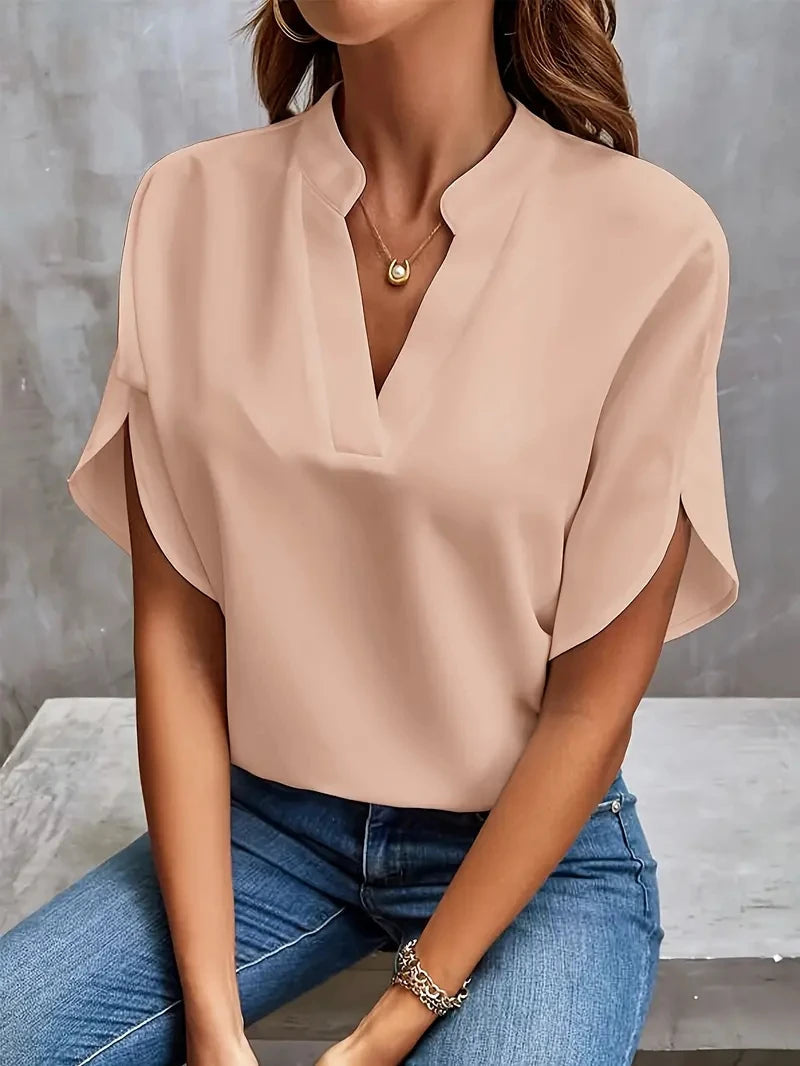 Blusa Feminina Social com Decote V e Manga Elegante - Letícia