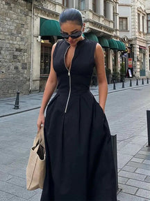 Vestido Longo Elegante Feminino Sem Mangas