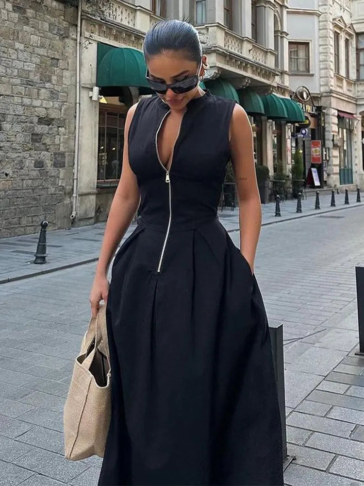 Vestido Longo Elegante Feminino Sem Mangas