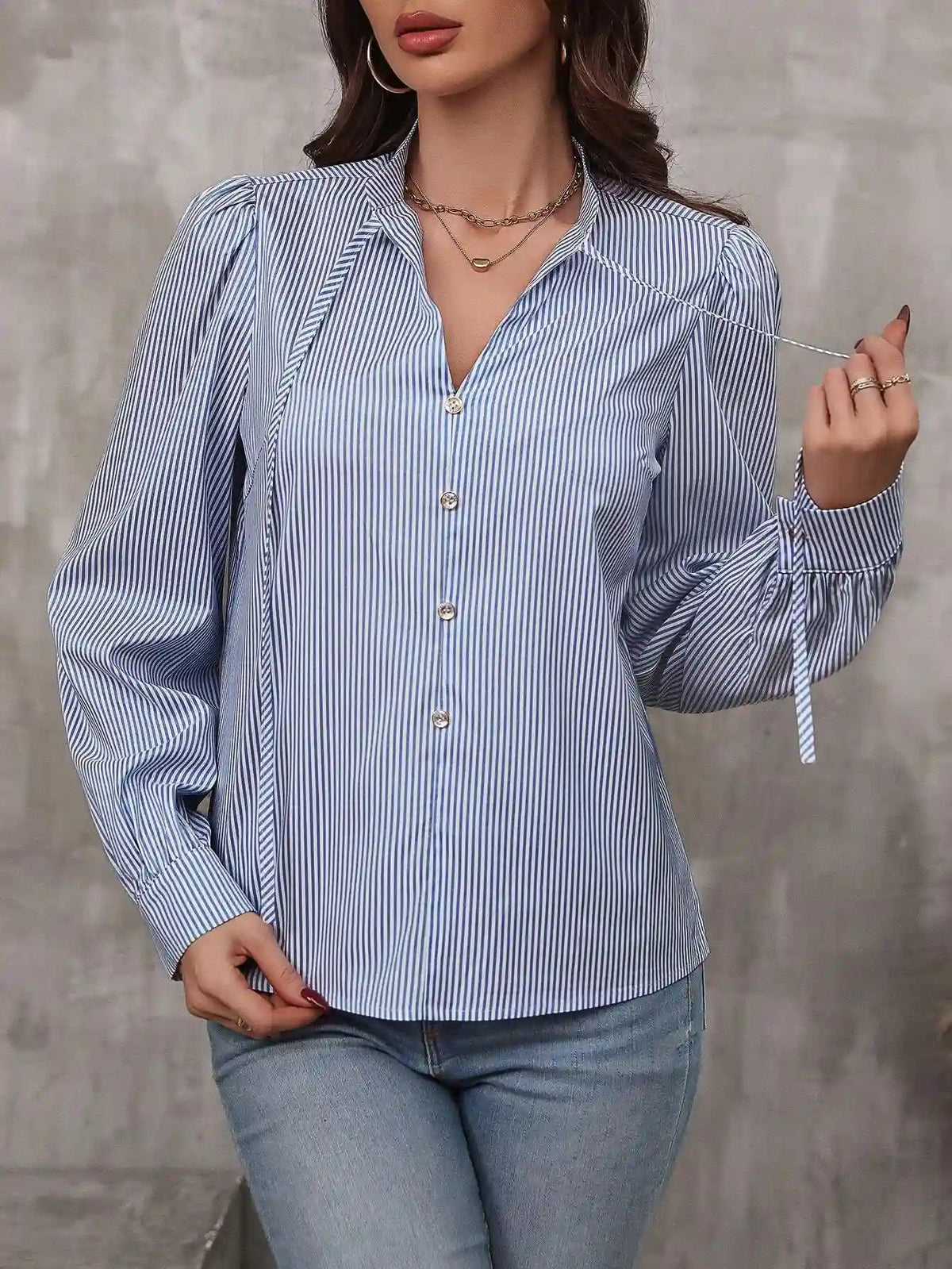 Blusa Listrada Feminina Manga Comprida