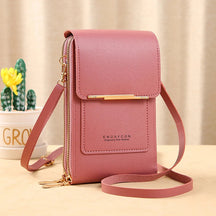Bolsa de Couro Feminina para Celular com Touch Screen