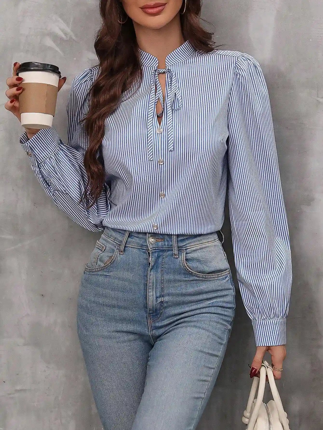 Blusa Listrada Feminina Manga Comprida