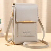 Bolsa de Couro Feminina para Celular com Touch Screen