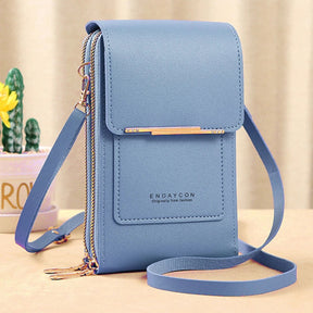 Bolsa de Couro Feminina para Celular com Touch Screen